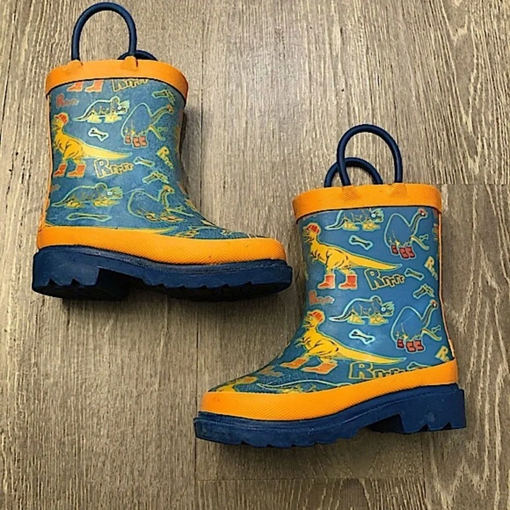 Lily & Dan Boys Dinosaur Rain Boots Size‎ 5-6